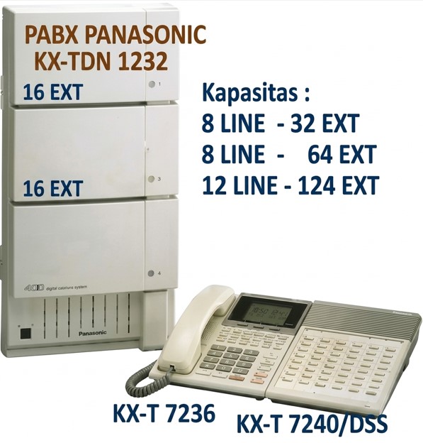 •	Jual PABX Panasonic KX-TDN1232 lengkap dengan instalasi, maintenance, setting, dan service untuk kebutuhan komunikasi kantor dan perusahaan.